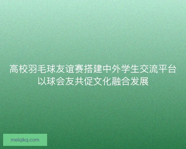 高校羽毛球友谊赛搭建中外学生交流平台以球会友共促文化融合发展